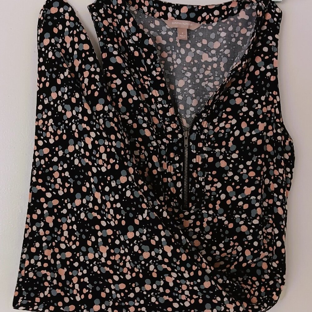 FRONT ZIPPERED SPECKLED BANANA REPUBLIC MINI DRESS, SIZE 2, POLY, BODYCON